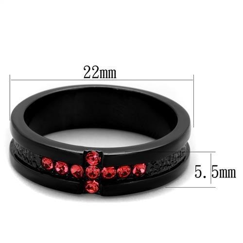 IP Black(Ion Plating) Stainless Steel Ring with Top Grade Crystal in Rose