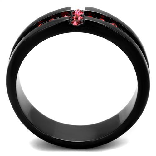 IP Black(Ion Plating) Stainless Steel Ring with Top Grade Crystal in Rose