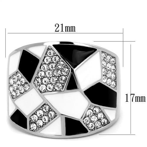 High polished (no plating) Stainless Steel Ring with Top Grade Crystal in Clear