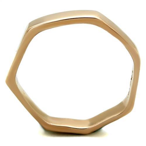 IP Rose Gold(Ion Plating) Stainless Steel Ring with Top Grade Crystal in Clear