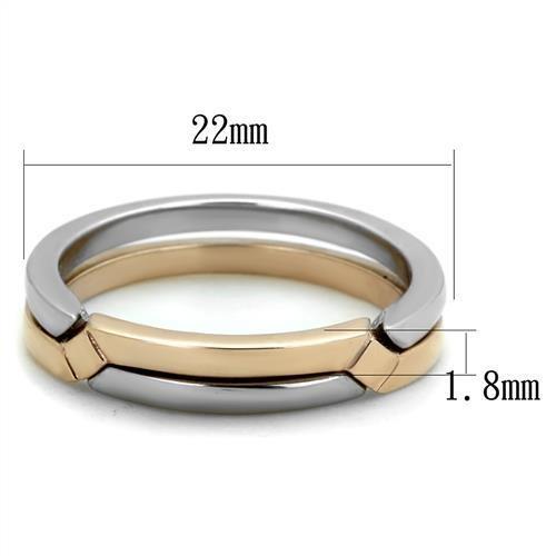 Two-Tone IP Rose Gold Stainless Steel Ring with No Stone