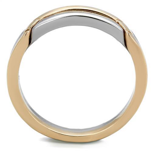 Two-Tone IP Rose Gold Stainless Steel Ring with No Stone