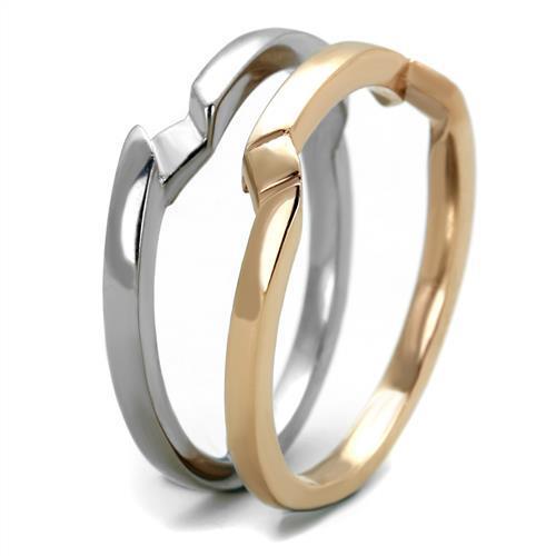 Two-Tone IP Rose Gold Stainless Steel Ring with No Stone
