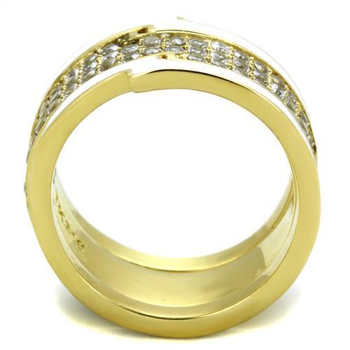 IP Gold(Ion Plating) Stainless Steel Ring with AAA Grade CZ in Clear