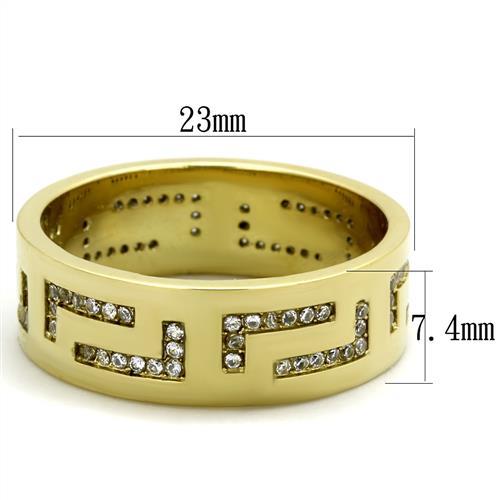 IP Gold(Ion Plating) Stainless Steel Ring with AAA Grade CZ in Clear
