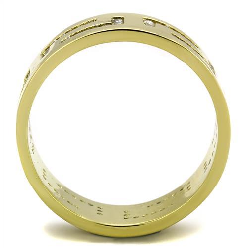 IP Gold(Ion Plating) Stainless Steel Ring with AAA Grade CZ in Clear