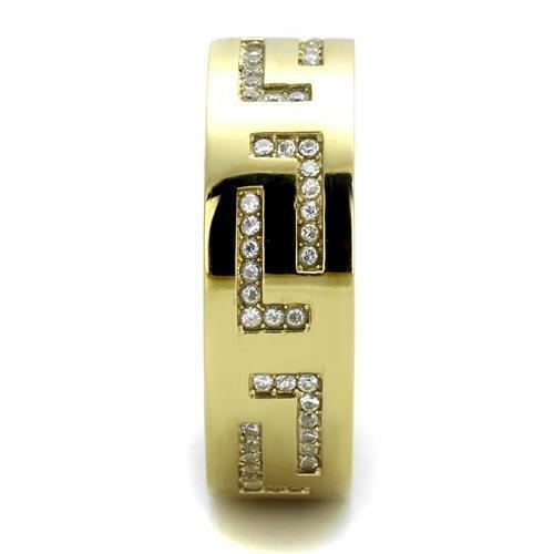 IP Gold(Ion Plating) Stainless Steel Ring with AAA Grade CZ in Clear