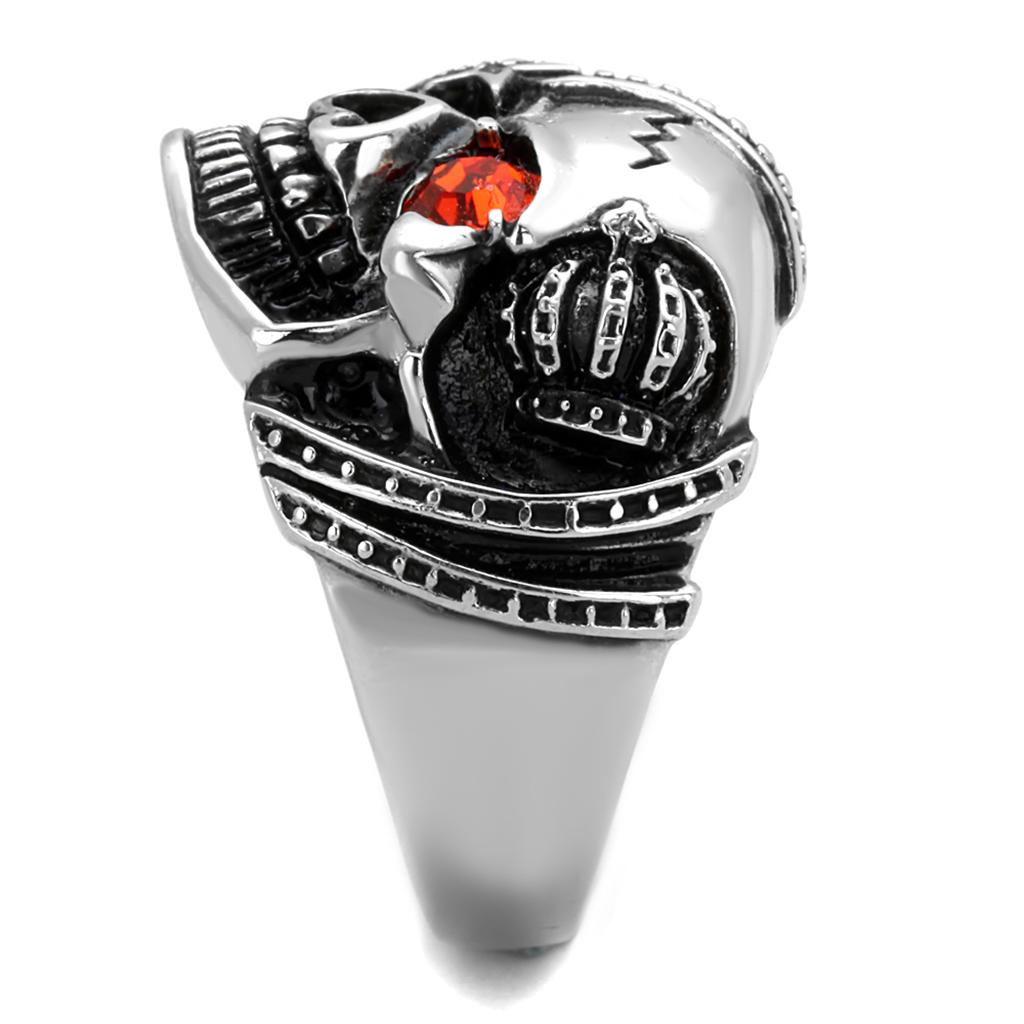 High polished (no plating) Stainless Steel Ring with Top Grade Crystal in Orange