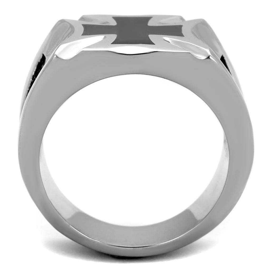 High polished (no plating) Stainless Steel Ring with Epoxy in Jet