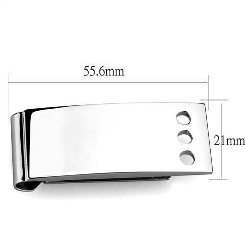 High polished (no plating) Stainless Steel Money clip with No Stone