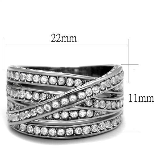 High polished (no plating) Stainless Steel Ring with AAA Grade CZ in Clear