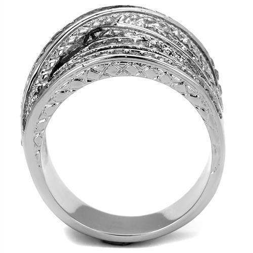 High polished (no plating) Stainless Steel Ring with AAA Grade CZ in Clear