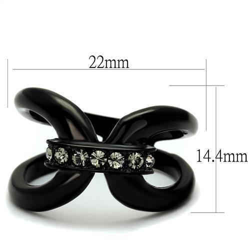 IP Black(Ion Plating) Stainless Steel Ring with Top Grade Crystal in Black Diamond