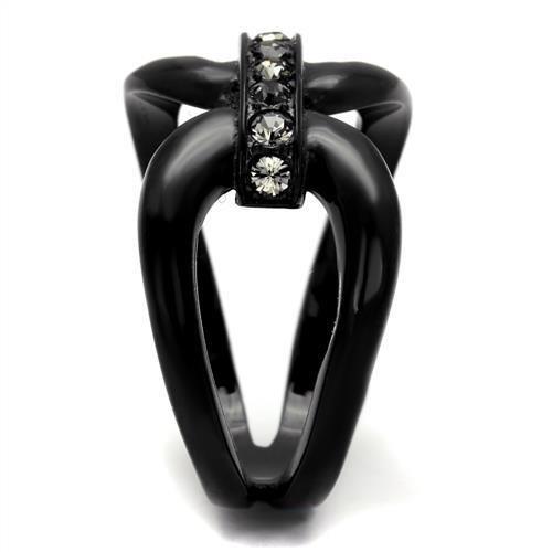 IP Black(Ion Plating) Stainless Steel Ring with Top Grade Crystal in Black Diamond