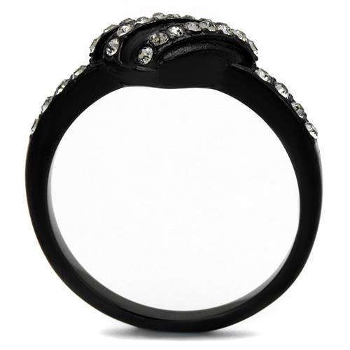 IP Black(Ion Plating) Stainless Steel Ring with Top Grade Crystal in Black Diamond