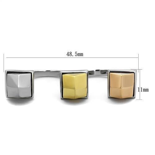 Three Tone (IP Gold & IP Rose Gold & High Polished) Stainless Steel Ring with No Stone