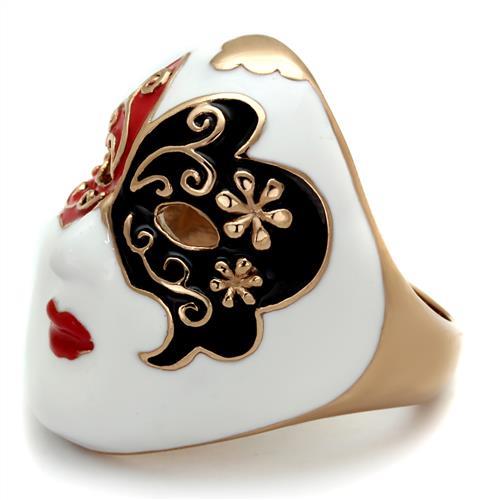 IP Rose Gold(Ion Plating) Stainless Steel Ring with Epoxy in Multi Color