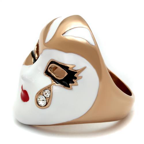 IP Rose Gold(Ion Plating) Stainless Steel Ring with Top Grade Crystal in Clear