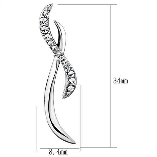 High polished (no plating) Stainless Steel Earrings with Top Grade Crystal in Clear