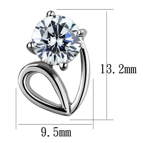 High polished (no plating) Stainless Steel Earrings with AAA Grade CZ in Clear