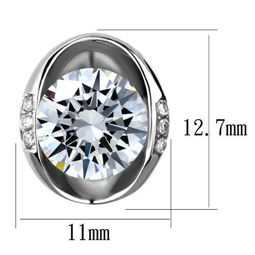 High polished (no plating) Stainless Steel Earrings with AAA Grade CZ in Clear