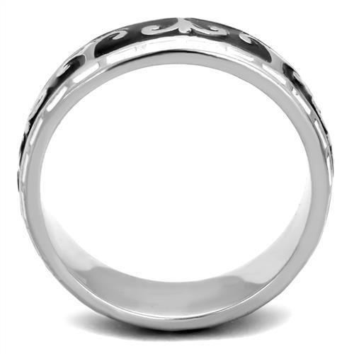 High polished (no plating) Stainless Steel Ring with Epoxy in Jet