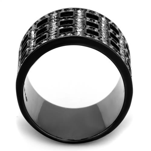 IP Black(Ion Plating) Stainless Steel Ring with Top Grade Crystal in Black Diamond