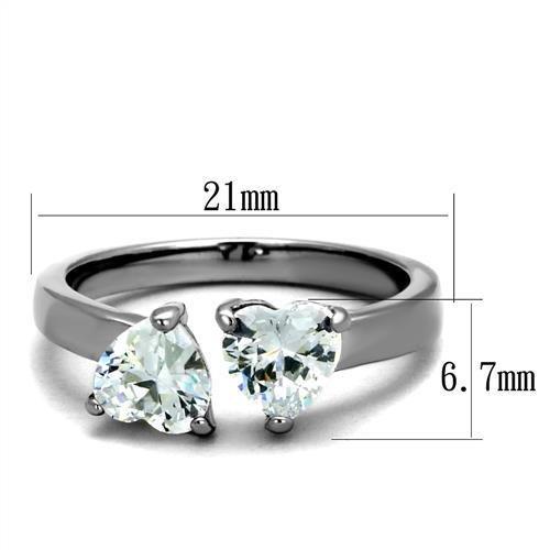 High polished (no plating) Stainless Steel Ring with AAA Grade CZ in Clear