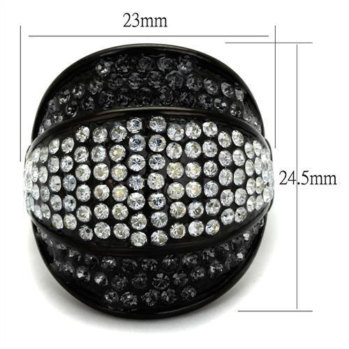 IP Black(Ion Plating) Stainless Steel Ring with Top Grade Crystal in Multi Color