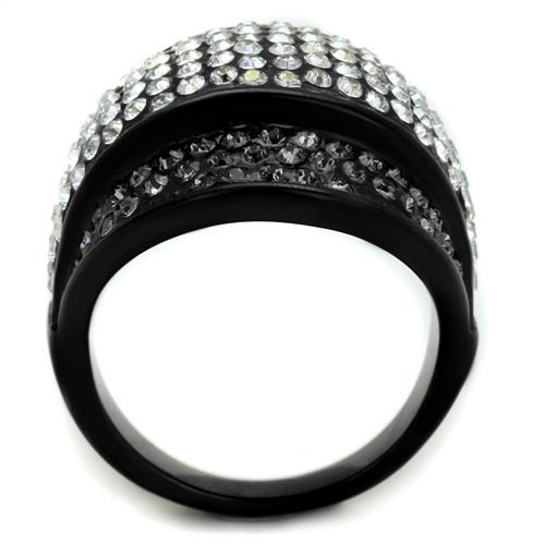 IP Black(Ion Plating) Stainless Steel Ring with Top Grade Crystal in Multi Color