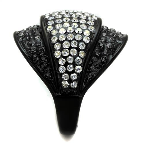 IP Black(Ion Plating) Stainless Steel Ring with Top Grade Crystal in Multi Color