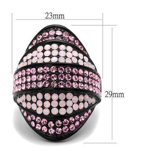 IP Black(Ion Plating) Stainless Steel Ring with Top Grade Crystal in Multi Color