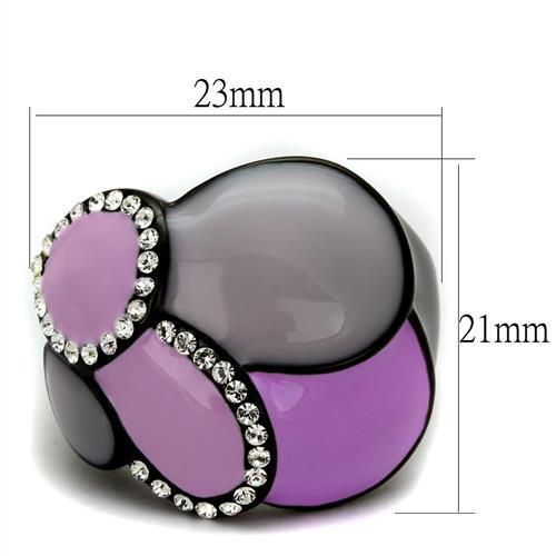 IP Black(Ion Plating) Stainless Steel Ring with Top Grade Crystal in Clear