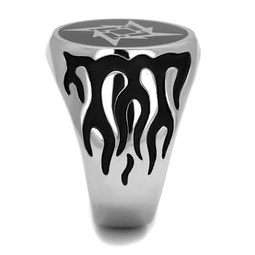 High polished (no plating) Stainless Steel Ring with Epoxy in Jet