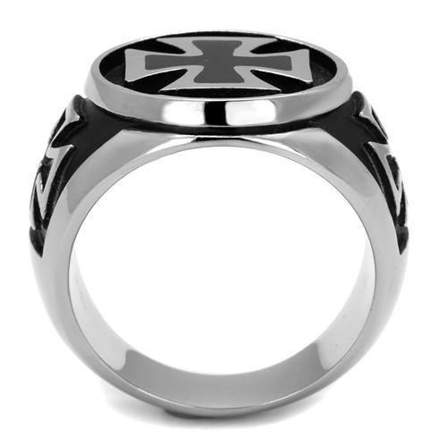High polished (no plating) Stainless Steel Ring with Epoxy in Jet