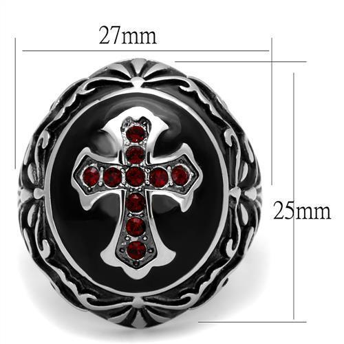 High polished (no plating) Stainless Steel Ring with Top Grade Crystal in Siam