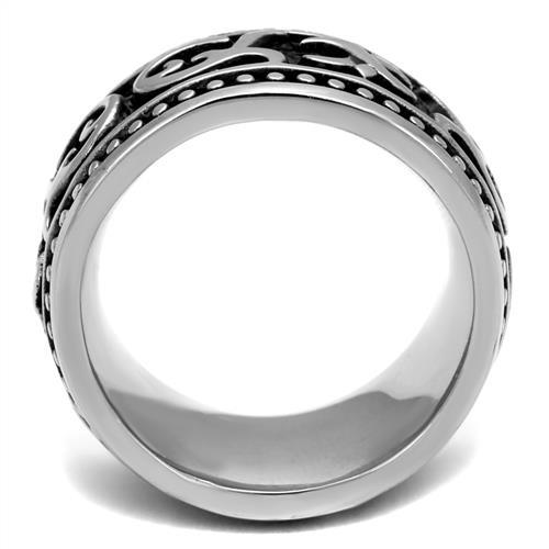 High polished (no plating) Stainless Steel Ring with Epoxy in Jet