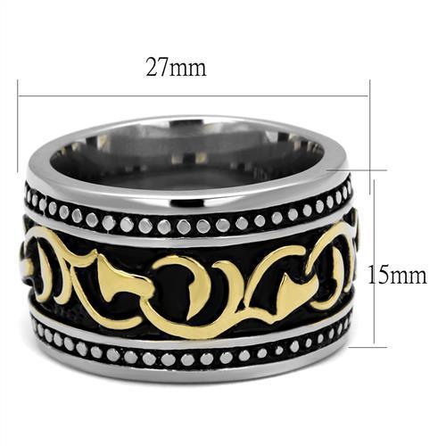 Two-Tone IP Gold (Ion Plating) Stainless Steel Ring with Epoxy in Jet