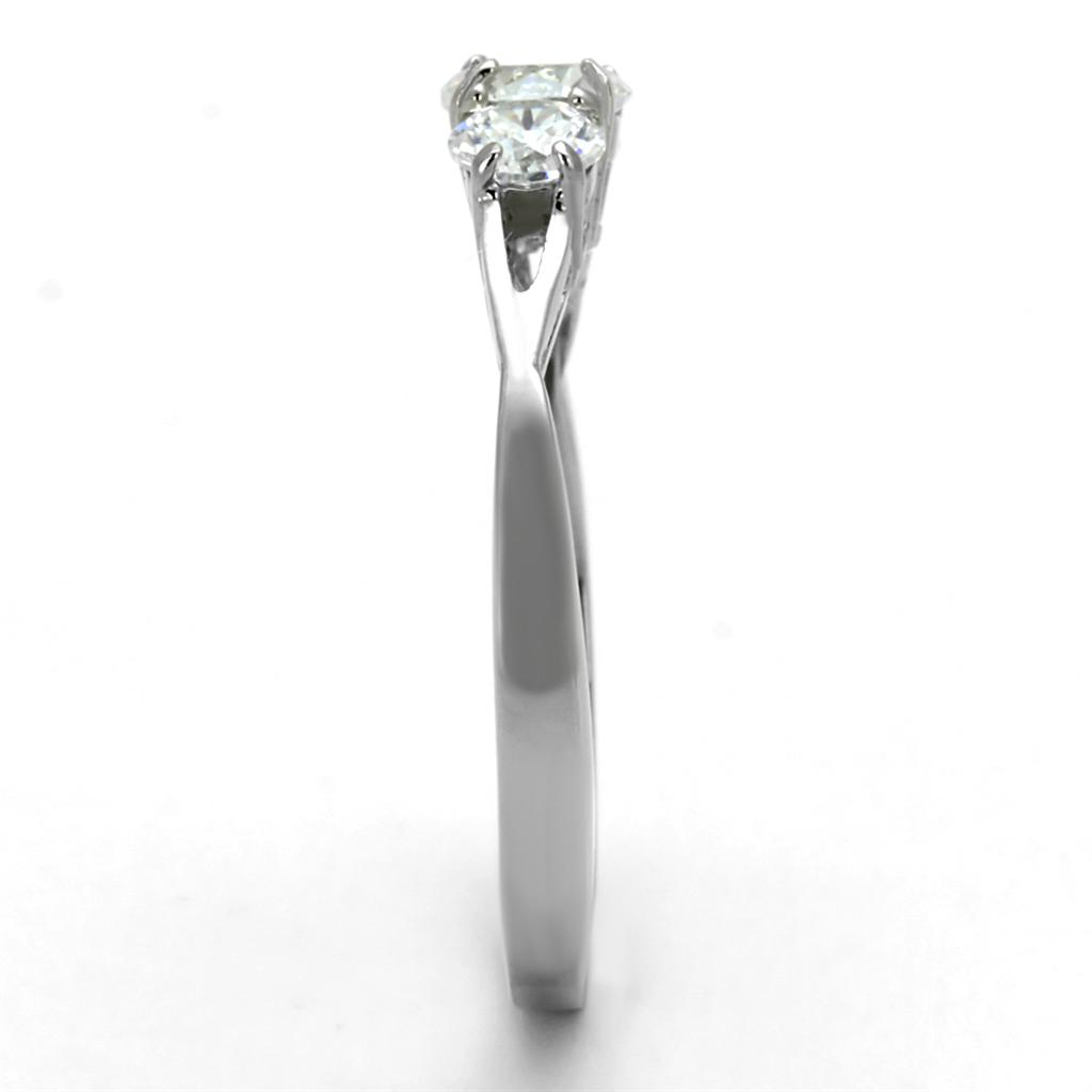 High polished (no plating) Stainless Steel Ring with AAA Grade CZ in Clear