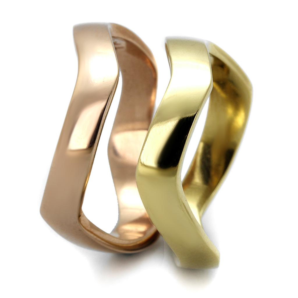 IP Gold & IP Rose Gold (Ion Plating) Stainless Steel Ring with No Stone