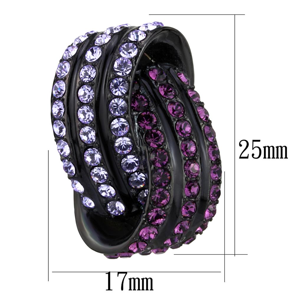 IP Black(Ion Plating) Stainless Steel Earrings with Top Grade Crystal in Multi Color