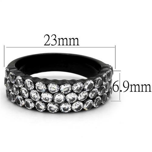 IP Black(Ion Plating) Stainless Steel Ring with AAA Grade CZ in Clear