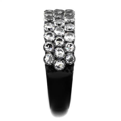 IP Black(Ion Plating) Stainless Steel Ring with AAA Grade CZ in Clear