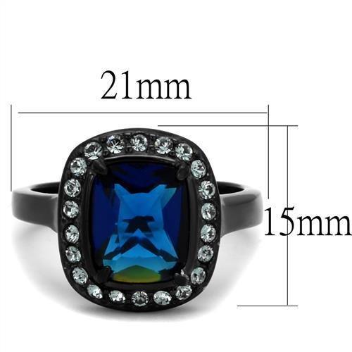 Two-Tone IP Black (Ion Plating) Stainless Steel Ring with Synthetic Synthetic Glass in Montana