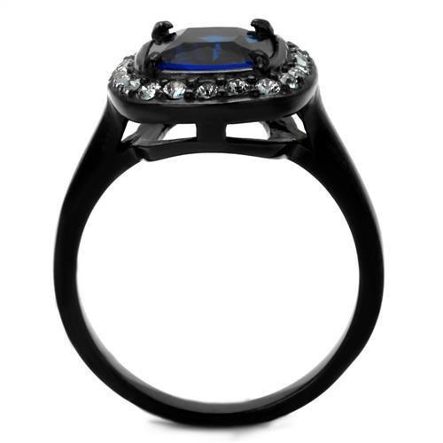 Two-Tone IP Black (Ion Plating) Stainless Steel Ring with Synthetic Synthetic Glass in Montana