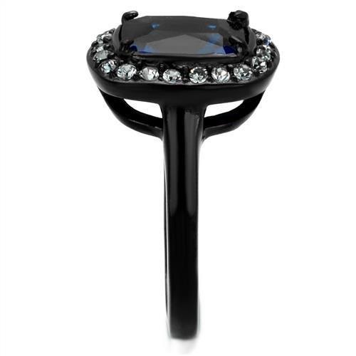 Two-Tone IP Black (Ion Plating) Stainless Steel Ring with Synthetic Synthetic Glass in Montana