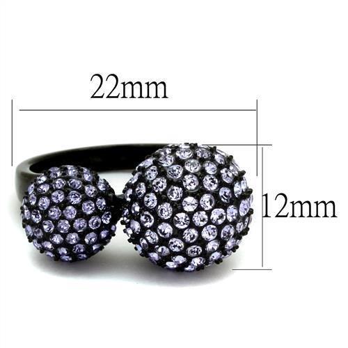 IP Black(Ion Plating) Stainless Steel Ring with Top Grade Crystal in Multi Color