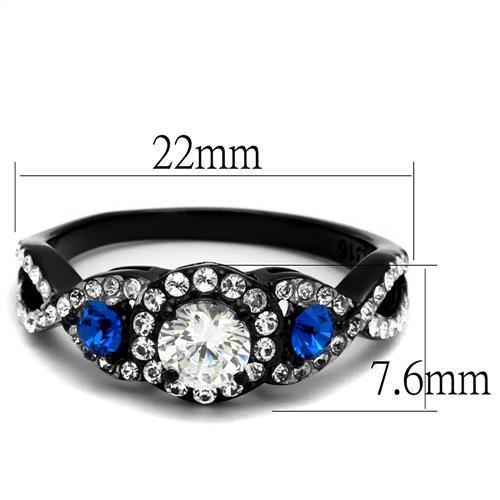 Two-Tone IP Black (Ion Plating) Stainless Steel Ring with AAA Grade CZ in Clear