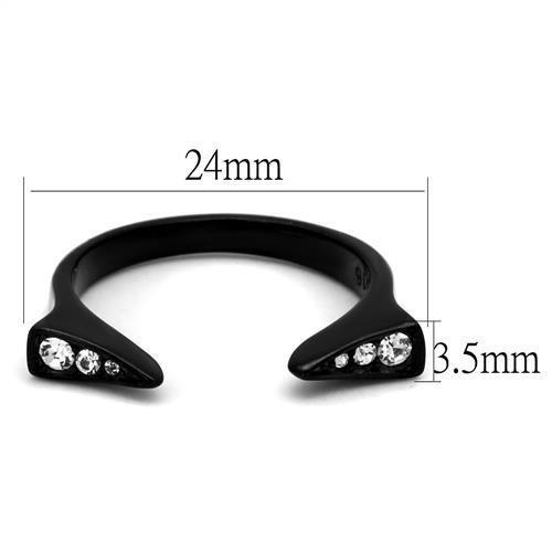 IP Black(Ion Plating) Stainless Steel Ring with Top Grade Crystal in Clear