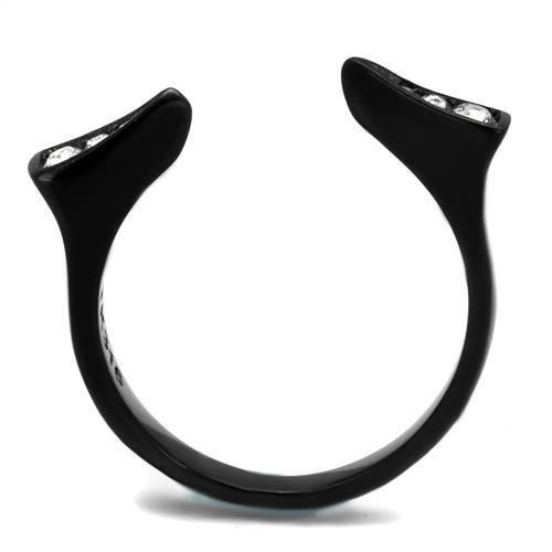 IP Black(Ion Plating) Stainless Steel Ring with Top Grade Crystal in Clear
